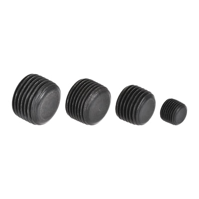 Harfington Uxcell Carbon Steel Internal Hex Pipe Plug Assortment 1/8NPT 1/4NPT 3/8NPT 1/2NPT Male Thread Socket Cap 4in1 3 Set