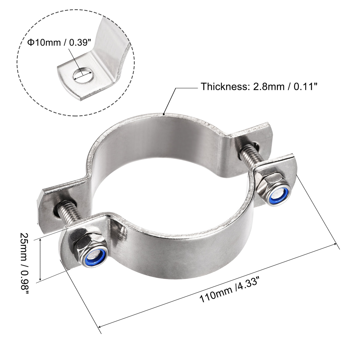 Harfington Wall Mount Ceiling Mount Pipe Support, 304 Stainless Steel Pipe Bracket Clamp