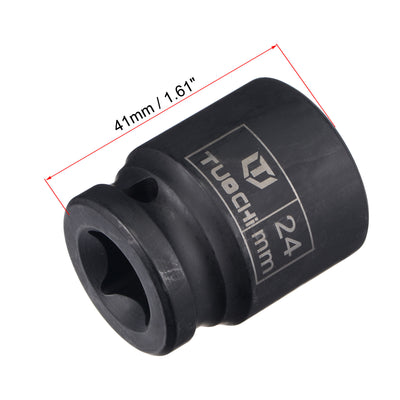 Harfington Uxcell 1/2" Antrieb durch 24mm 6-Punkt Schlagschrauber CR-V Stahl 1,61" Länge flache metrische Größen