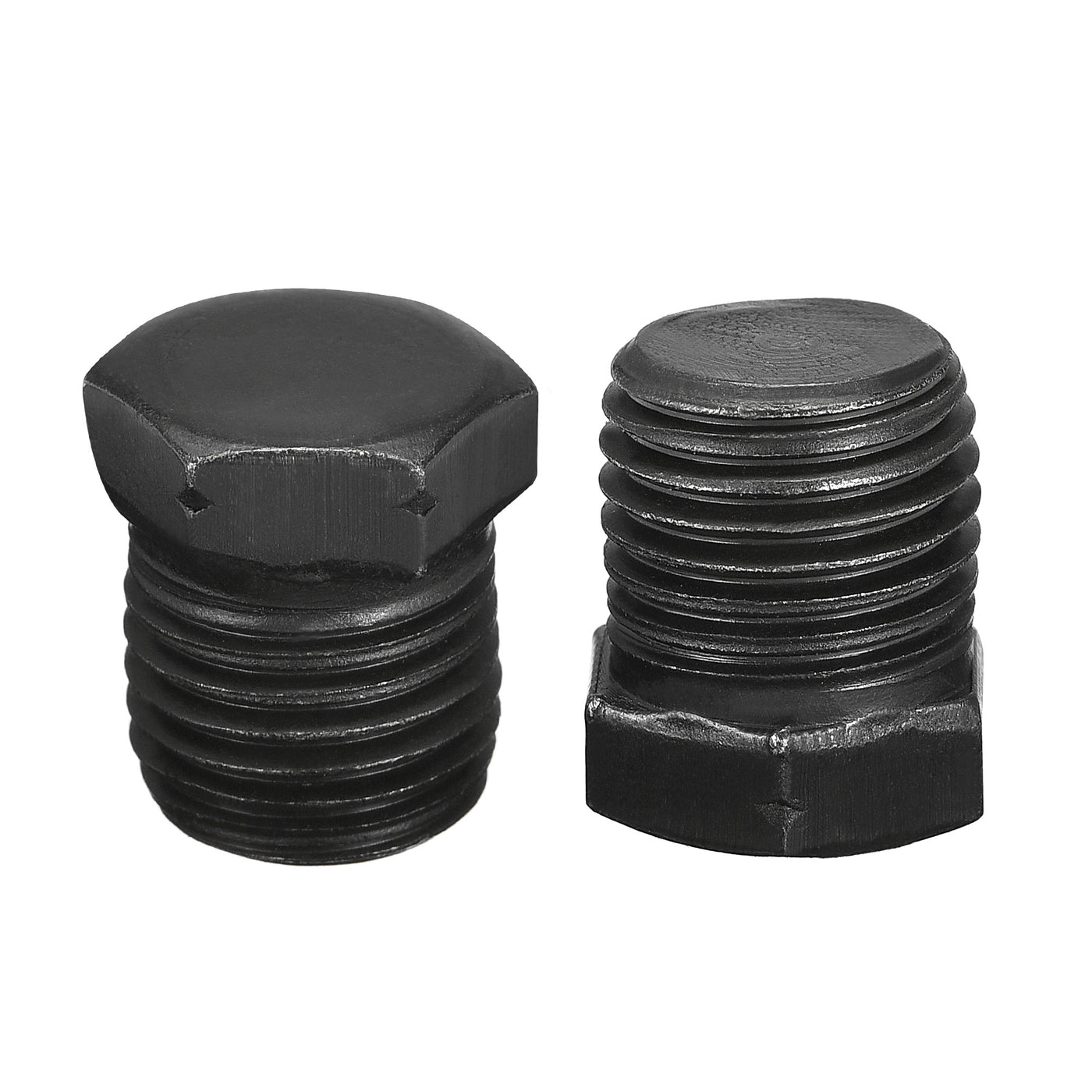 Uxcell Uxcell Outer Hex Head Socket Pipe Fitting Plug 1/4NPT Male Thread Carbon Steel 2Pcs for Terminate Pipe Ends