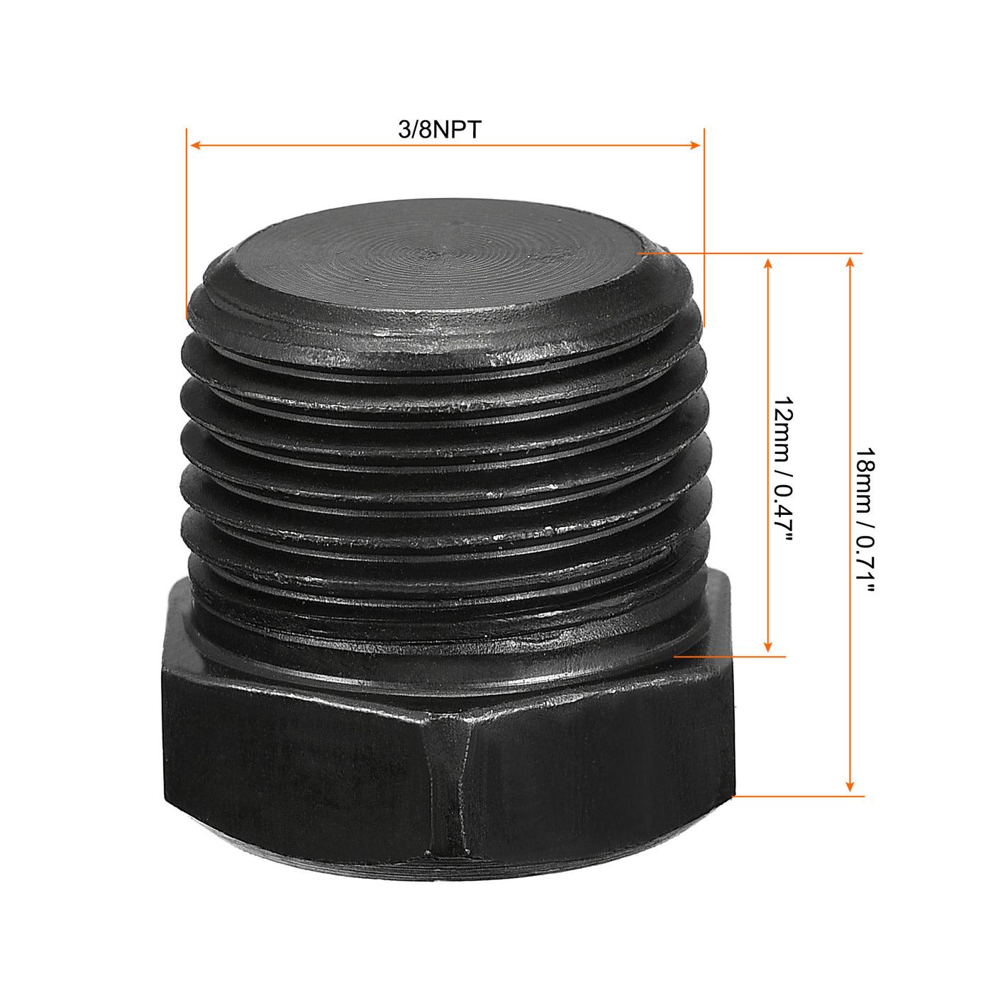 Uxcell Uxcell Outer Hex Head Socket Pipe Fitting Plug 1/4NPT Male Thread Carbon Steel 2Pcs for Terminate Pipe Ends