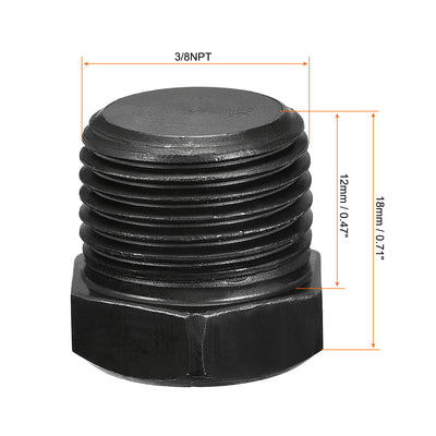 Harfington Uxcell Outer Hex Head Socket Pipe Fitting Plug 1/4NPT Male Thread Carbon Steel 2Pcs for Terminate Pipe Ends