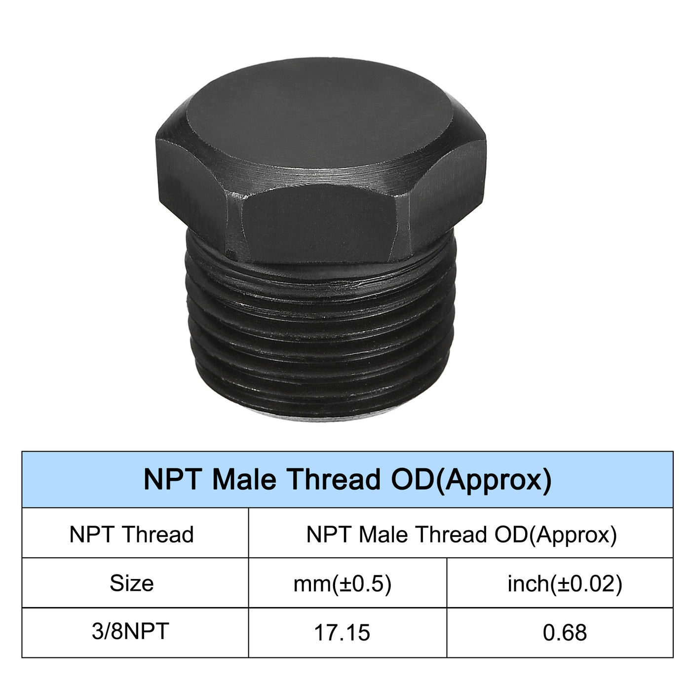 Uxcell Uxcell Outer Hex Head Socket Pipe Fitting Plug 1/4NPT Male Thread Carbon Steel 2Pcs for Terminate Pipe Ends