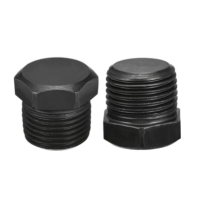 Harfington Uxcell Outer Hex Head Socket Pipe Fitting Plug 1/4NPT Male Thread Carbon Steel 2Pcs for Terminate Pipe Ends