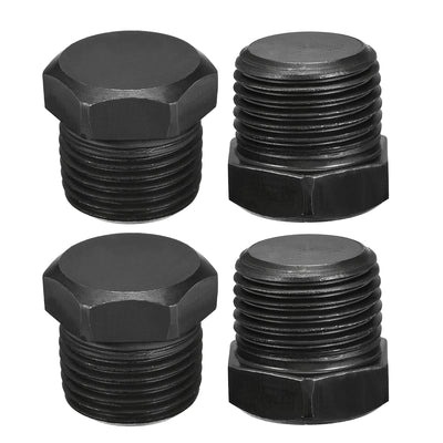 Harfington Uxcell Outer Hex Head Socket Pipe Fitting Plug 3/8NPT Male Thread Carbon Steel 4Pcs for Terminate Pipe Ends