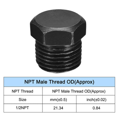 Harfington Uxcell Outer Hex Head Socket Pipe Fitting Plug 1/4NPT Male Thread Carbon Steel 2Pcs for Terminate Pipe Ends