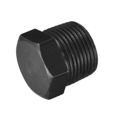 Harfington Uxcell Outer Hex Head Socket Pipe Fitting Plug 1/4NPT Male Thread Carbon Steel 2Pcs for Terminate Pipe Ends