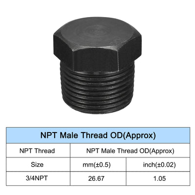 Harfington Uxcell Outer Hex Head Socket Pipe Fitting Plug 1/4NPT Male Thread Carbon Steel 2Pcs for Terminate Pipe Ends