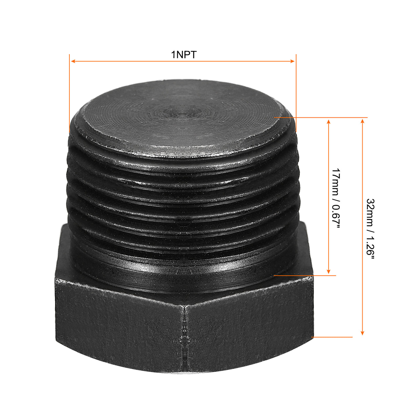 Uxcell Uxcell Outer Hex Head Socket Pipe Fitting Plug 1/4NPT Male Thread Carbon Steel 2Pcs for Terminate Pipe Ends