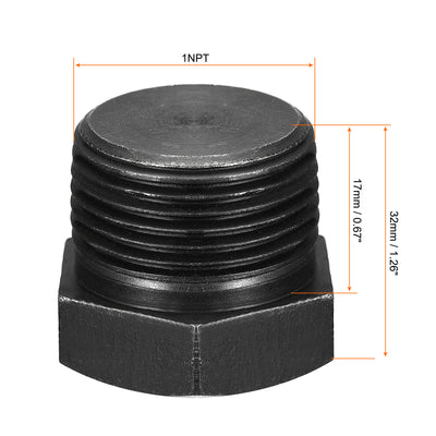 Harfington Uxcell Outer Hex Head Socket Pipe Fitting Plug 1/4NPT Male Thread Carbon Steel 2Pcs for Terminate Pipe Ends