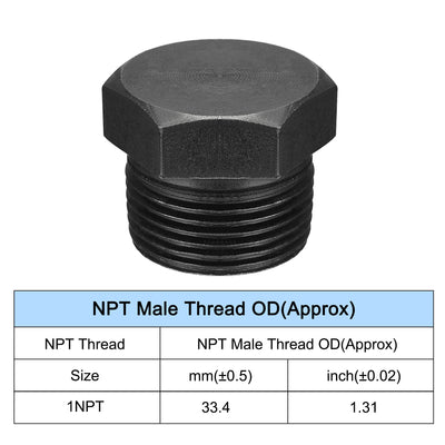 Harfington Uxcell Outer Hex Head Socket Pipe Fitting Plug 1/4NPT Male Thread Carbon Steel 2Pcs for Terminate Pipe Ends