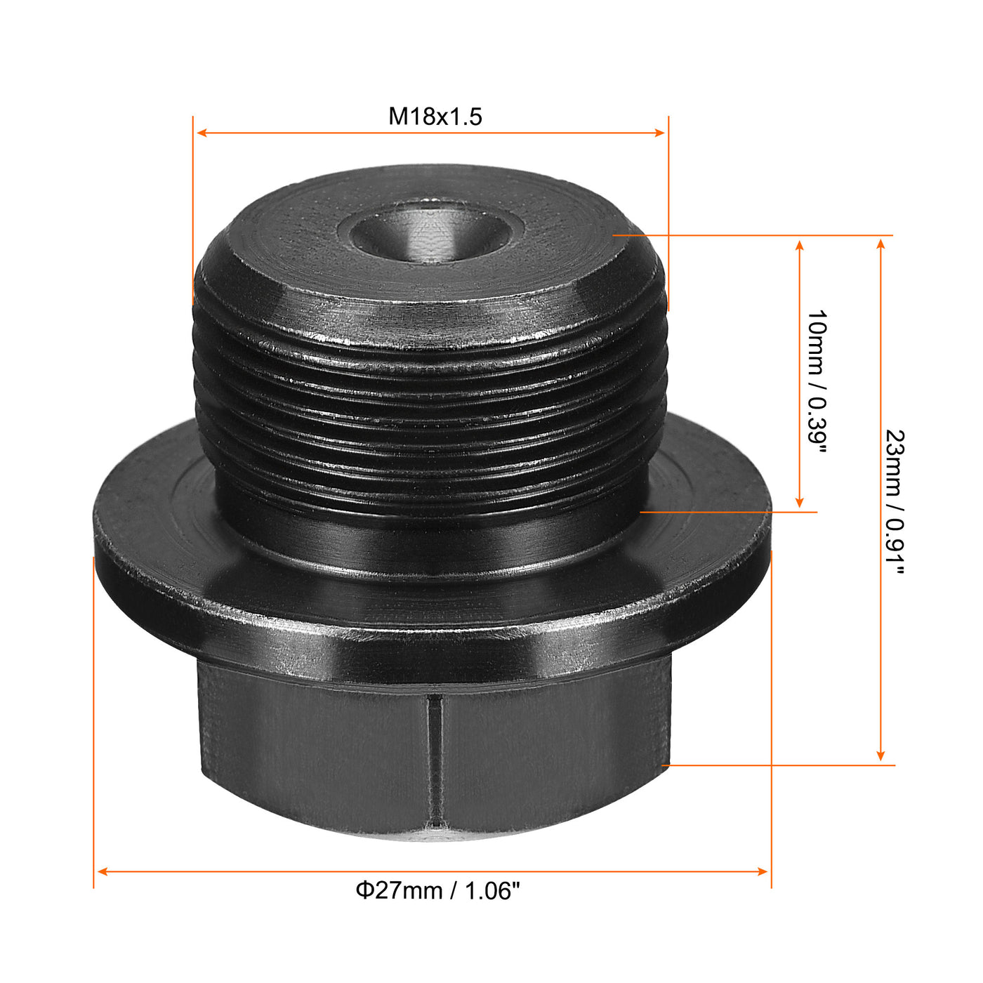 Uxcell Uxcell Outer Hex Head Socket Pipe Fitting Plug M33x1.5 Male Thread Carbon Steel 2Pcs for Terminate Pipe Ends