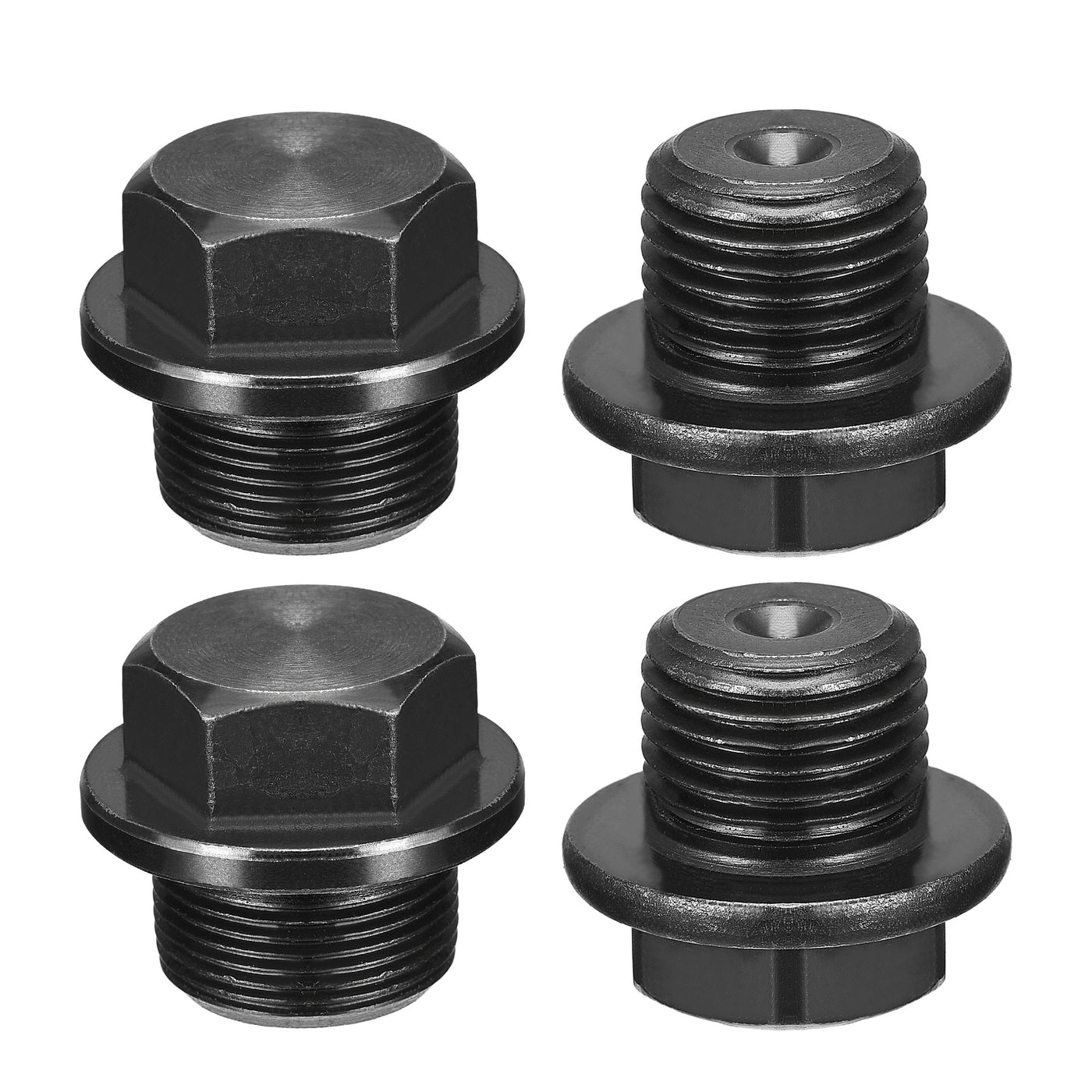 Uxcell Uxcell Outer Hex Head Socket Pipe Fitting Plug M20x1.5 Male Thread Carbon Steel 4Pcs for Terminate Pipe Ends