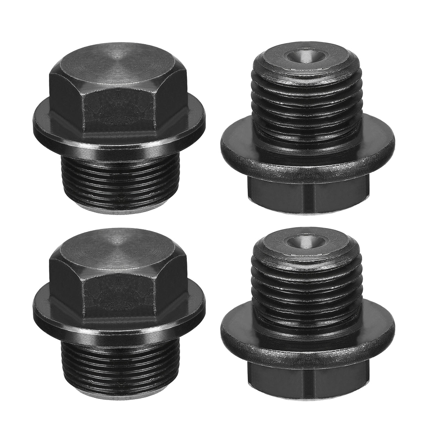 Uxcell Uxcell Outer Hex Head Socket Pipe Fitting Plug M20x1.5 Male Thread Carbon Steel 4Pcs for Terminate Pipe Ends