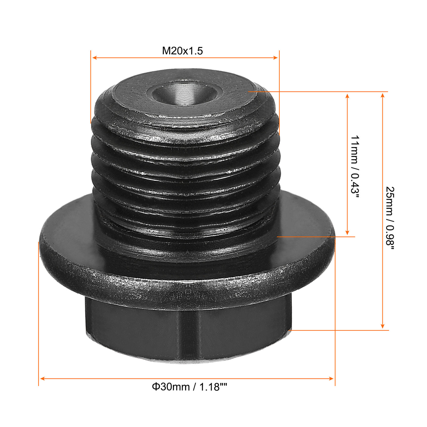 Uxcell Uxcell Outer Hex Head Socket Pipe Fitting Plug M33x1.5 Male Thread Carbon Steel 2Pcs for Terminate Pipe Ends