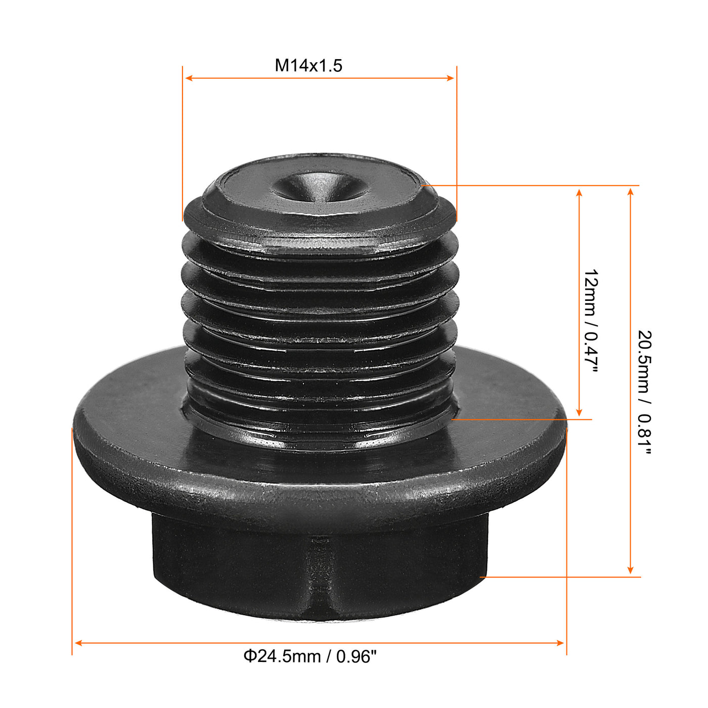 Uxcell Uxcell Outer Hex Head Socket Pipe Fitting Plug M33x1.5 Male Thread Carbon Steel 2Pcs for Terminate Pipe Ends