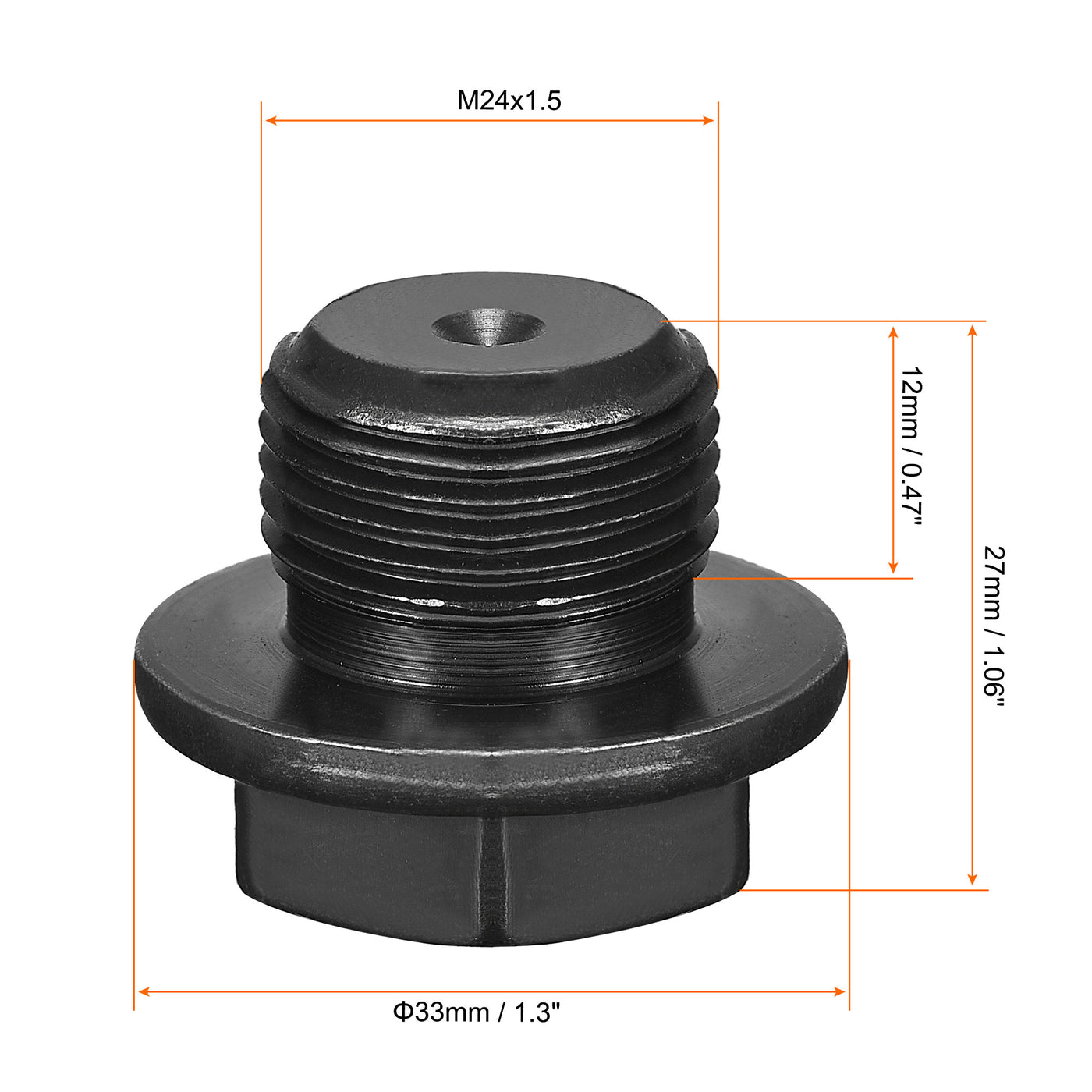 Uxcell Uxcell Outer Hex Head Socket Pipe Fitting Plug M33x2 Male Thread Carbon Steel for Terminate Pipe Ends