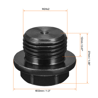 Harfington Uxcell Outer Hex Head Socket Pipe Fitting Plug M33x2 Male Thread Carbon Steel for Terminate Pipe Ends