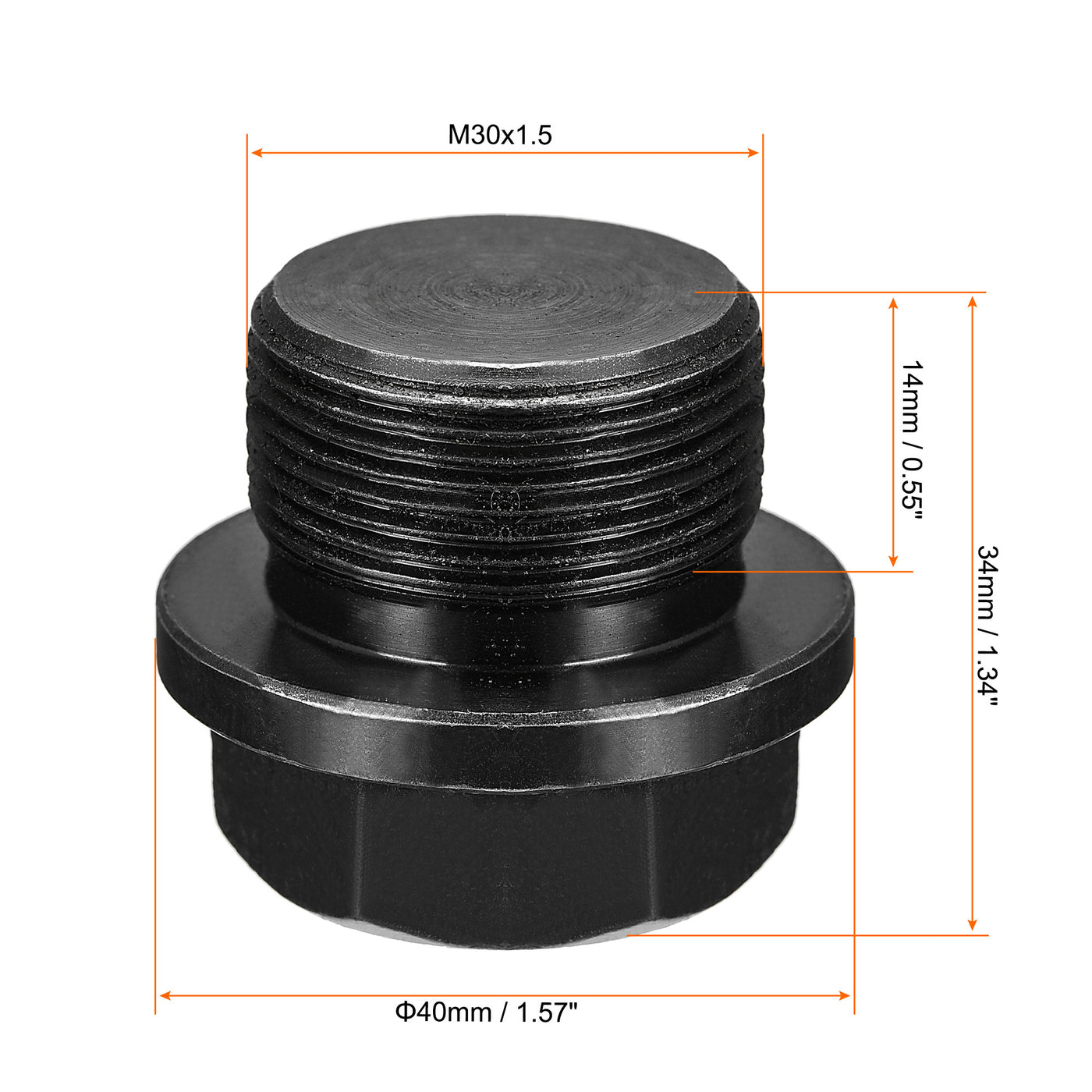 Uxcell Uxcell Outer Hex Head Socket Pipe Fitting Plug M33x2 Male Thread Carbon Steel for Terminate Pipe Ends