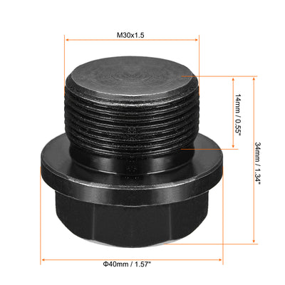 Harfington Uxcell Outer Hex Head Socket Pipe Fitting Plug M33x2 Male Thread Carbon Steel for Terminate Pipe Ends