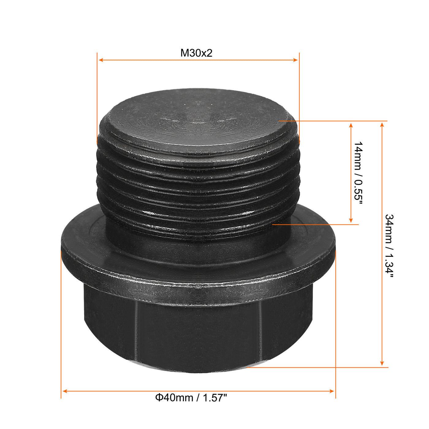 Uxcell Uxcell Outer Hex Head Socket Pipe Fitting Plug M33x2 Male Thread Carbon Steel for Terminate Pipe Ends