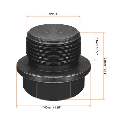 Harfington Uxcell Outer Hex Head Socket Pipe Fitting Plug M33x1.5 Male Thread Carbon Steel 2Pcs for Terminate Pipe Ends