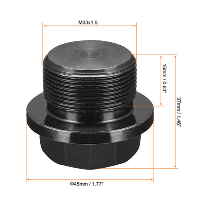 Harfington Uxcell Outer Hex Head Socket Pipe Fitting Plug M33x1.5 Male Thread Carbon Steel 2Pcs for Terminate Pipe Ends