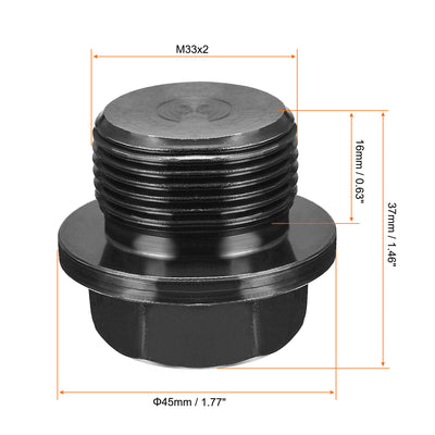 Harfington Uxcell Outer Hex Head Socket Pipe Fitting Plug M33x2 Male Thread Carbon Steel for Terminate Pipe Ends