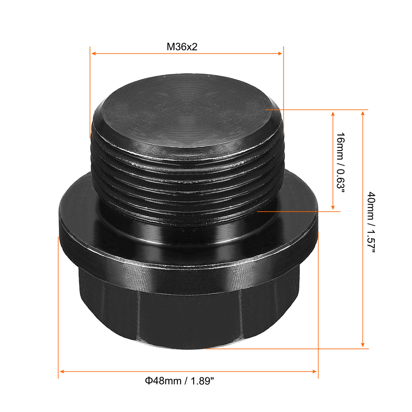 Uxcell Uxcell Outer Hex Head Socket Pipe Fitting Plug M33x2 Male Thread Carbon Steel for Terminate Pipe Ends