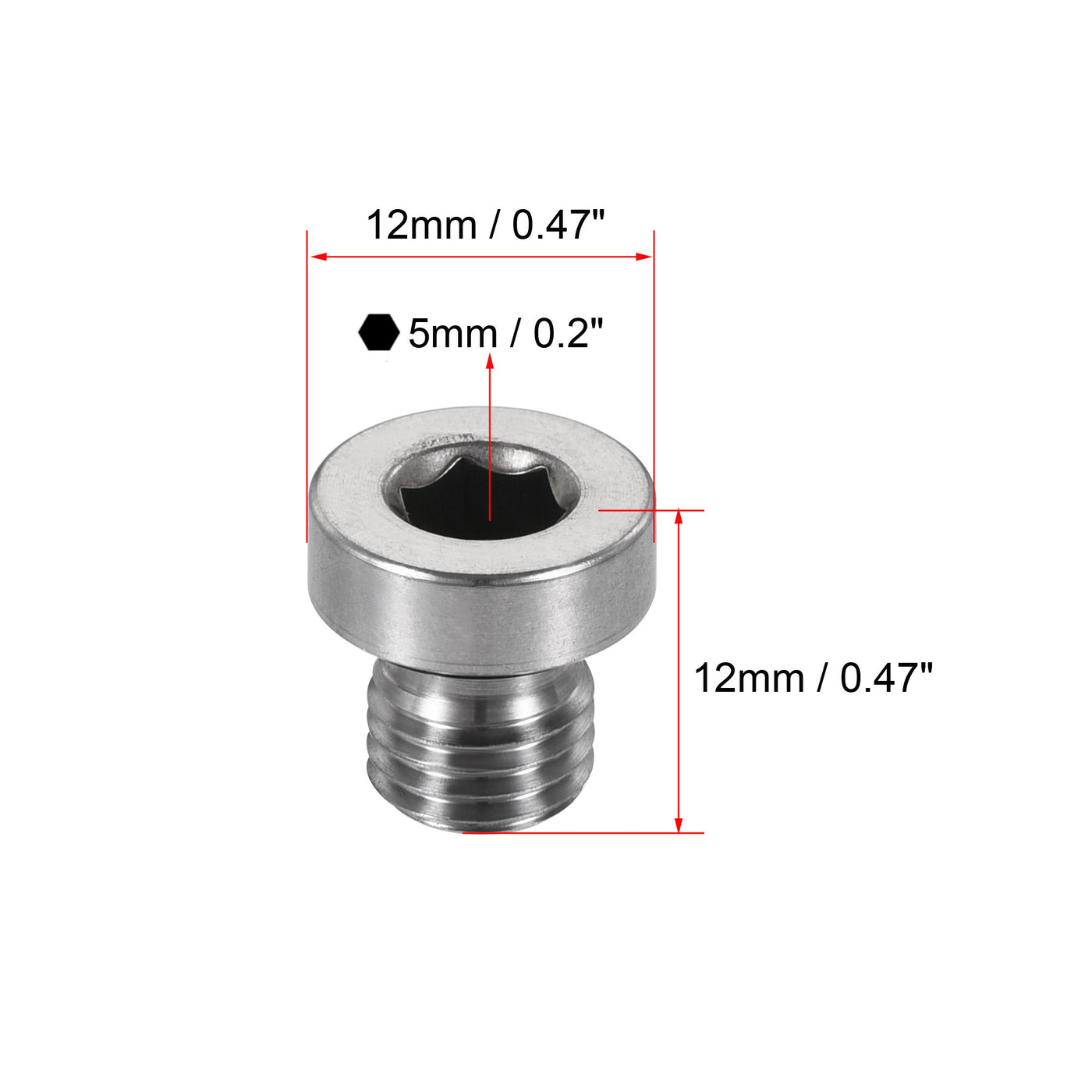 uxcell Uxcell Stainless Steel Inner Hex Head Pipe Plug with Seal Ring