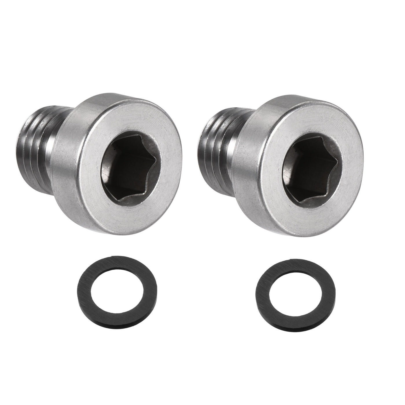 uxcell Uxcell Stainless Steel Inner Hex Head Pipe Plug with Seal Ring 2Pcs