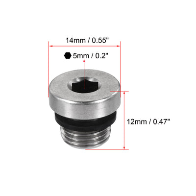 Harfington Uxcell Stainless Steel Inner Hex Head Pipe Plug with Seal Ring