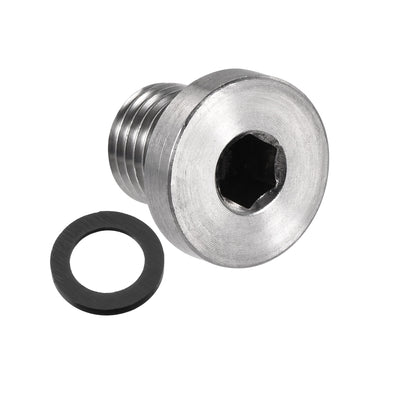 Harfington Uxcell Stainless Steel Inner Hex Head Pipe Plug with Seal Ring