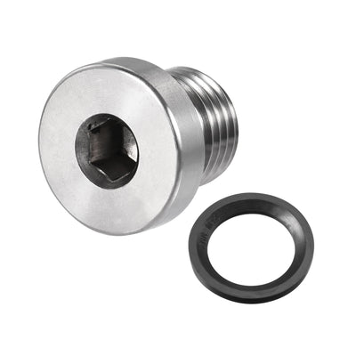 Harfington Uxcell Stainless Steel Inner Hex Head Pipe Plug with Seal Ring