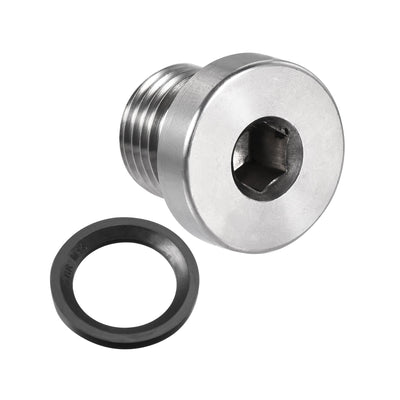 Harfington Uxcell Stainless Steel Inner Hex Head Pipe Plug with Seal Ring