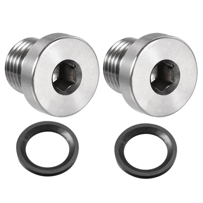 Harfington Uxcell Stainless Steel Inner Hex Head Pipe Plug with Seal Ring 2Pcs