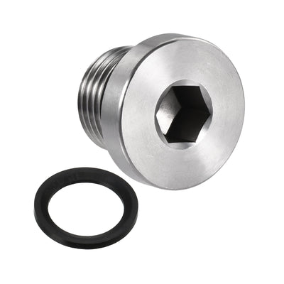 Harfington Uxcell Stainless Steel Inner Hex Head Pipe Plug with Seal Ring