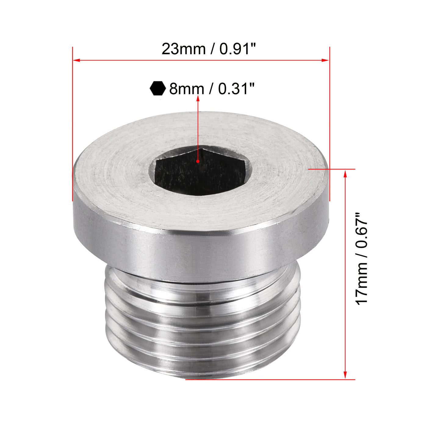 uxcell Uxcell Stainless Steel Inner Hex Head Pipe Plug with Seal Ring