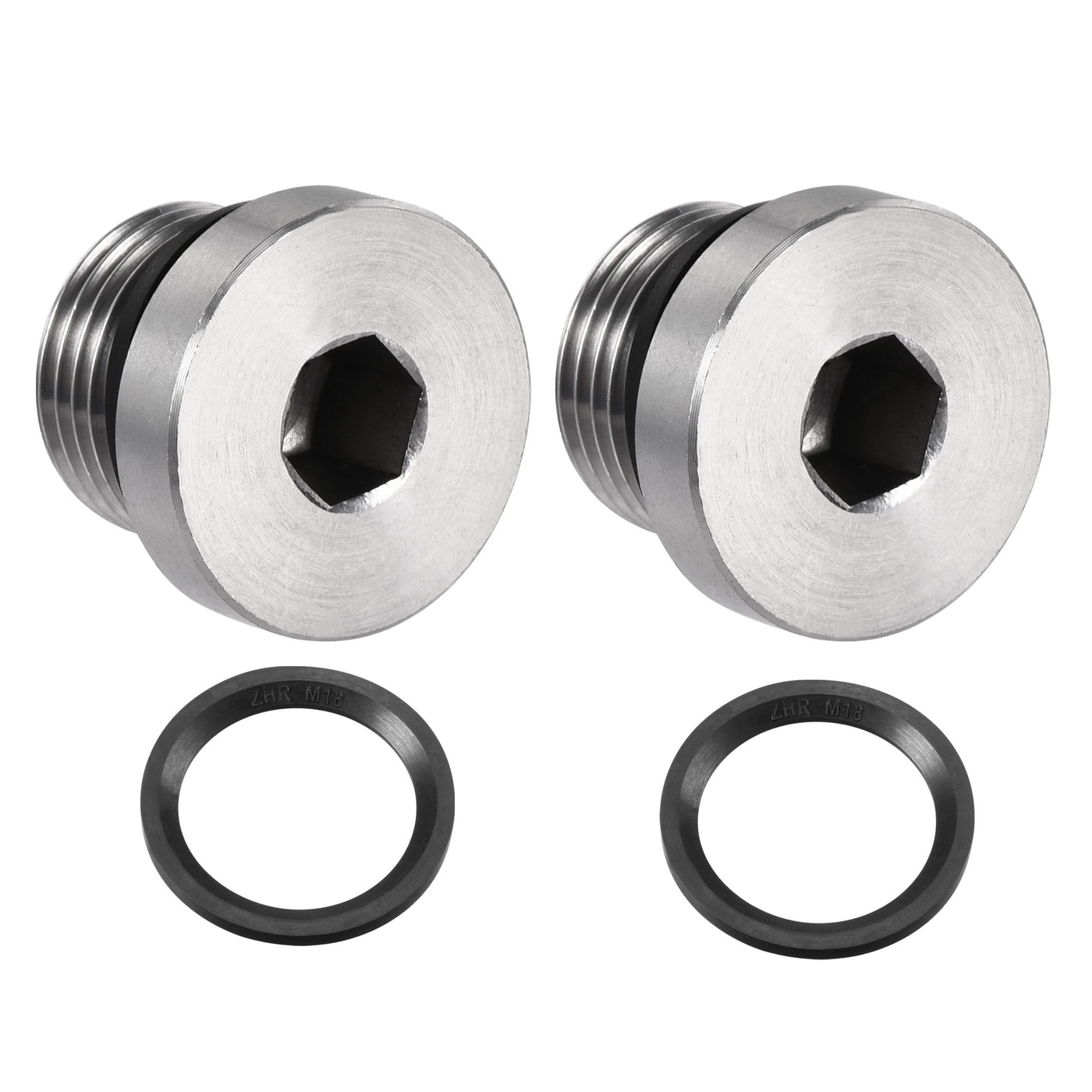 uxcell Uxcell Stainless Steel Inner Hex Head Pipe Plug with Seal Ring 2Pcs