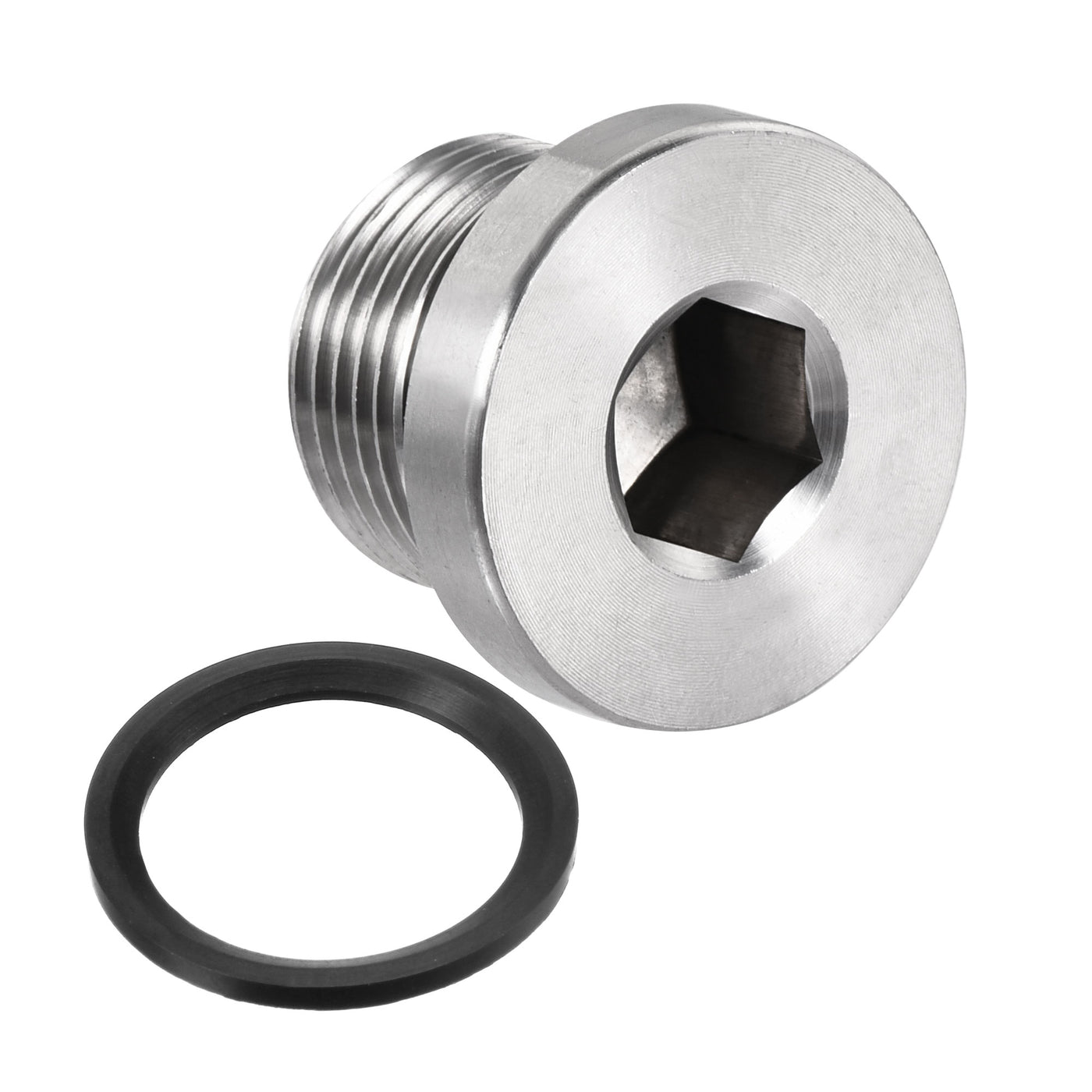 uxcell Uxcell Stainless Steel Inner Hex Head Pipe Plug with Seal Ring