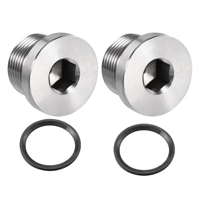 Harfington Uxcell Stainless Steel Inner Hex Head Pipe Plug with Seal Ring 2Pcs