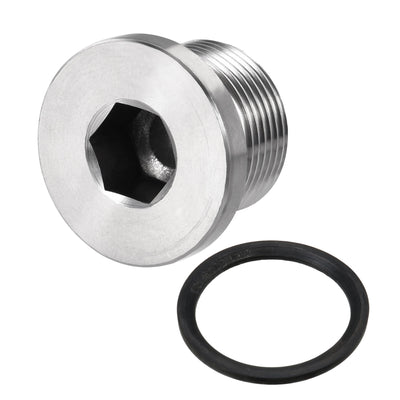 Harfington Uxcell Stainless Steel Inner Hex Head Pipe Plug with Seal Ring