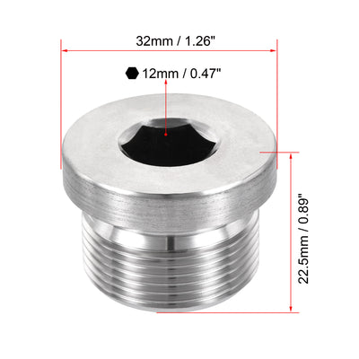 Harfington Uxcell Innensechskant Rohr Verschraubung Stopfen M27x1.5 mit Dichtungsring Edelstahl für Rohrenden Abschließen
