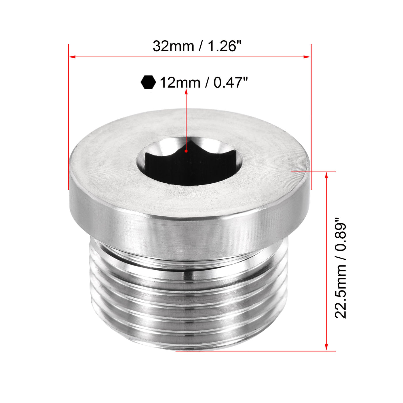 uxcell Uxcell Stainless Steel Inner Hex Head Pipe Plug with Seal Ring