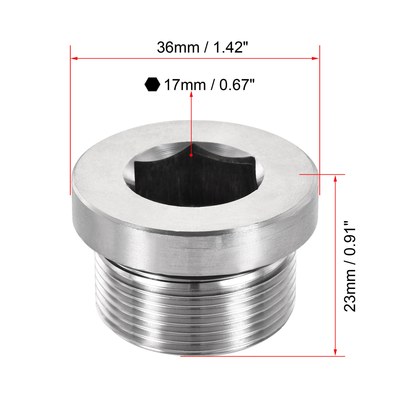 uxcell Uxcell Stainless Steel Inner Hex Head Pipe Plug with Seal Ring