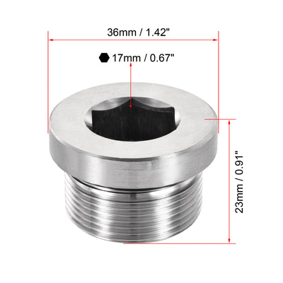 Harfington Uxcell Stainless Steel Inner Hex Head Pipe Plug with Seal Ring