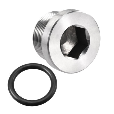 Harfington Uxcell Stainless Steel Inner Hex Head Pipe Plug with Seal Ring