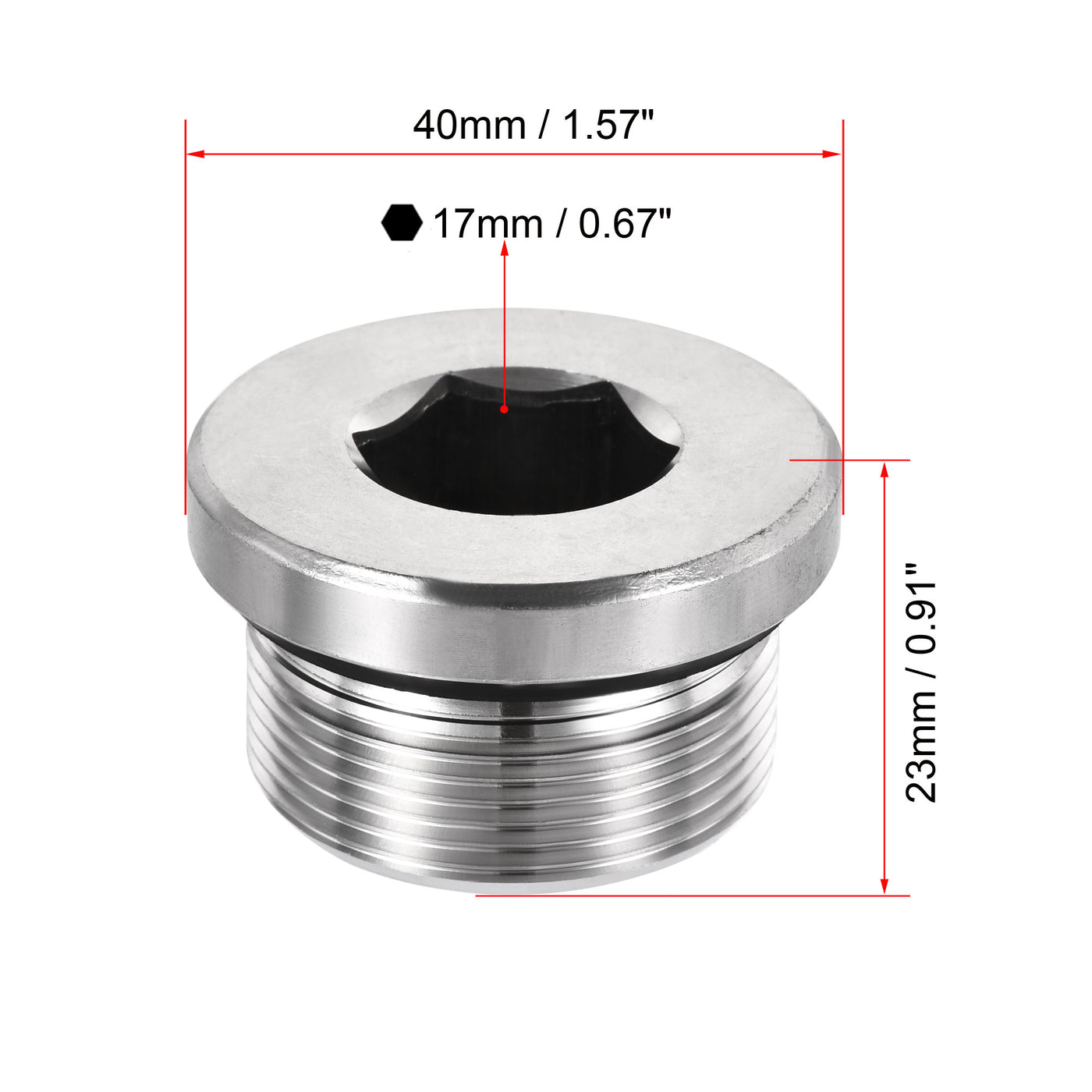 uxcell Uxcell Stainless Steel Inner Hex Head Pipe Plug with Seal Ring