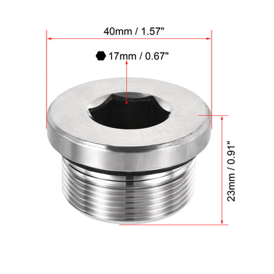 Harfington Uxcell Stainless Steel Inner Hex Head Pipe Plug with Seal Ring