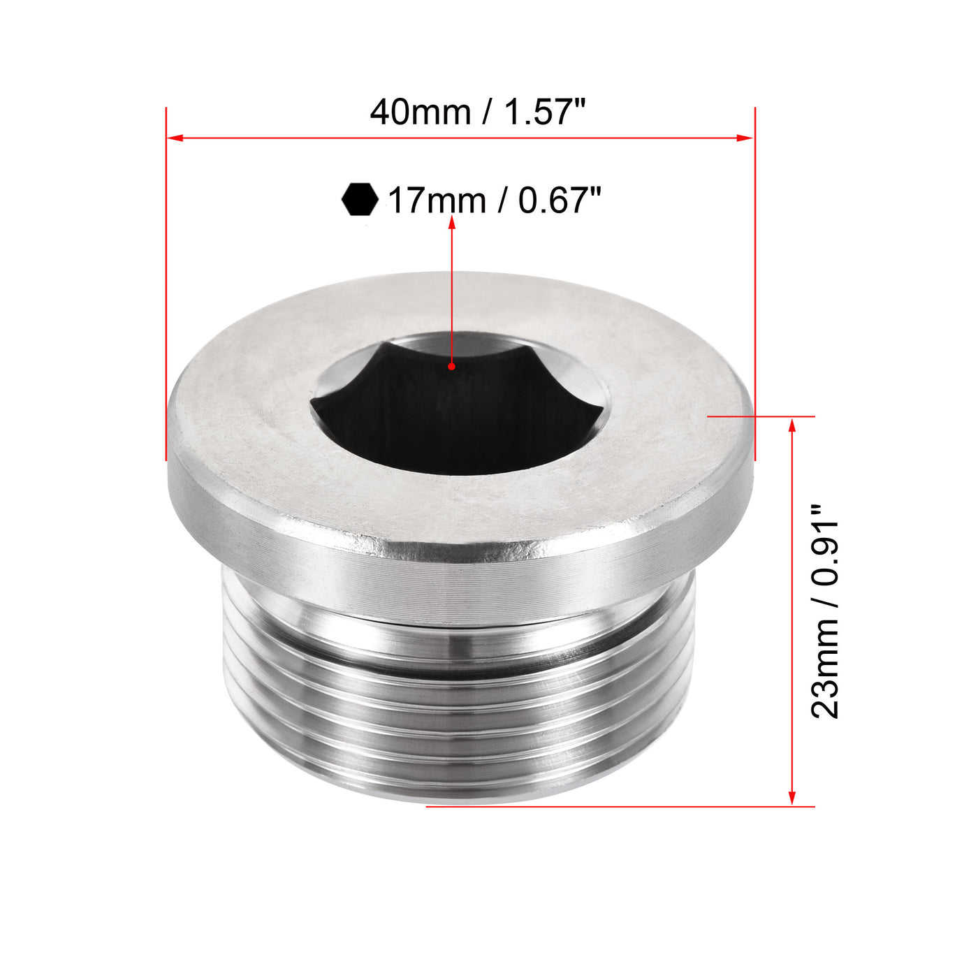 uxcell Uxcell Stainless Steel Inner Hex Head Pipe Plug with Seal Ring